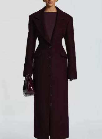 Coat Women's Tailored Longline Button Detail - 4 - Rokvane
