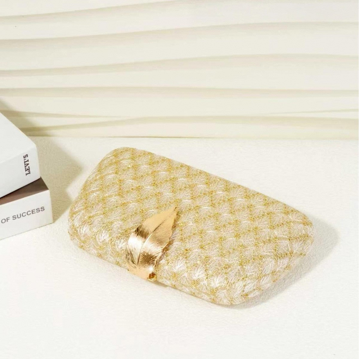 Evening Clutch Bag Women's Quilted Design with Leaf Detail - 3 - Rokvane