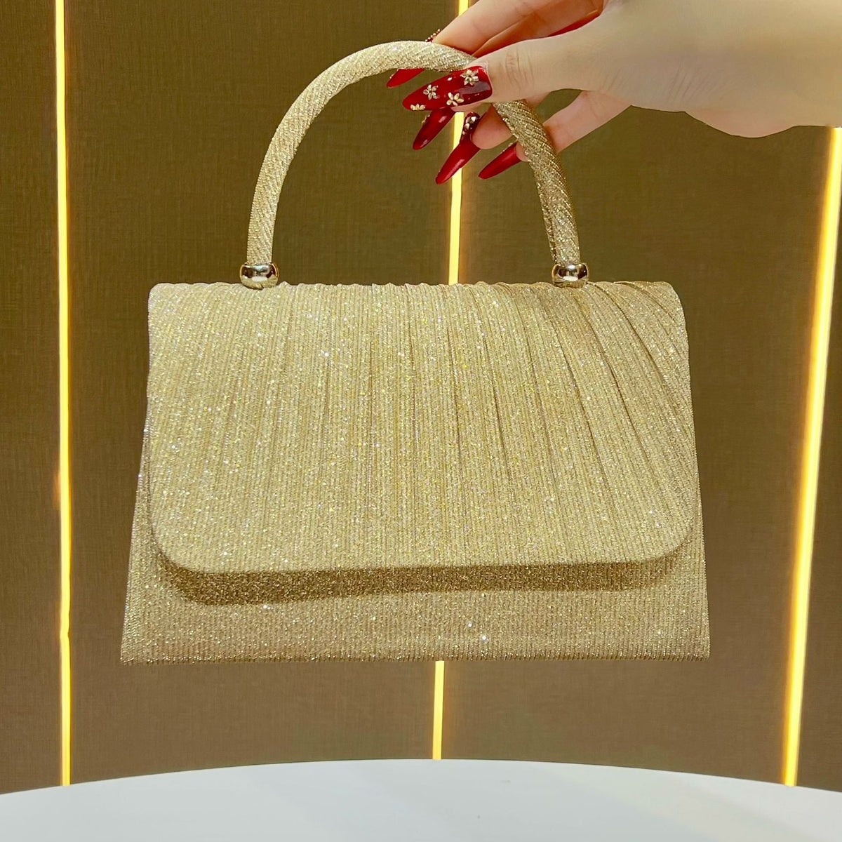 Evening Handbag Women Gold Clutch with Elegant Design - 1 - Rokvane