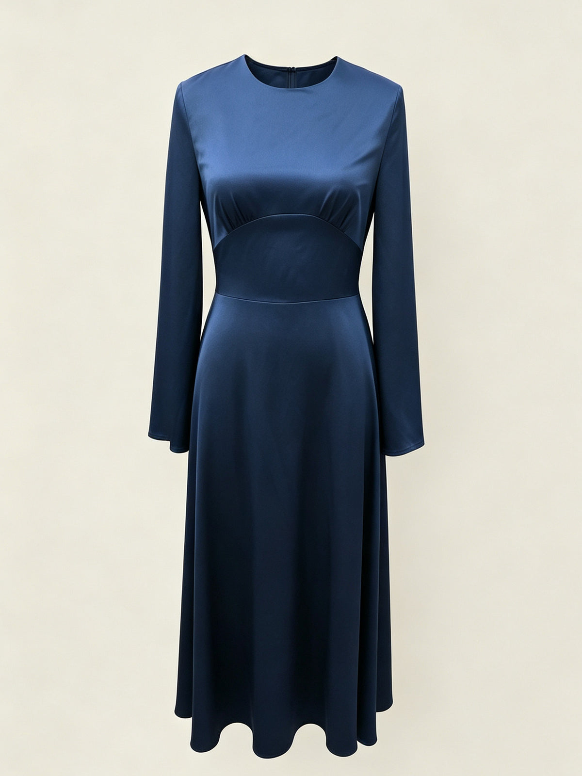 Evening Dress Women Long Sleeve Flared Skirt with Tie Waist - 1 - Rokvane