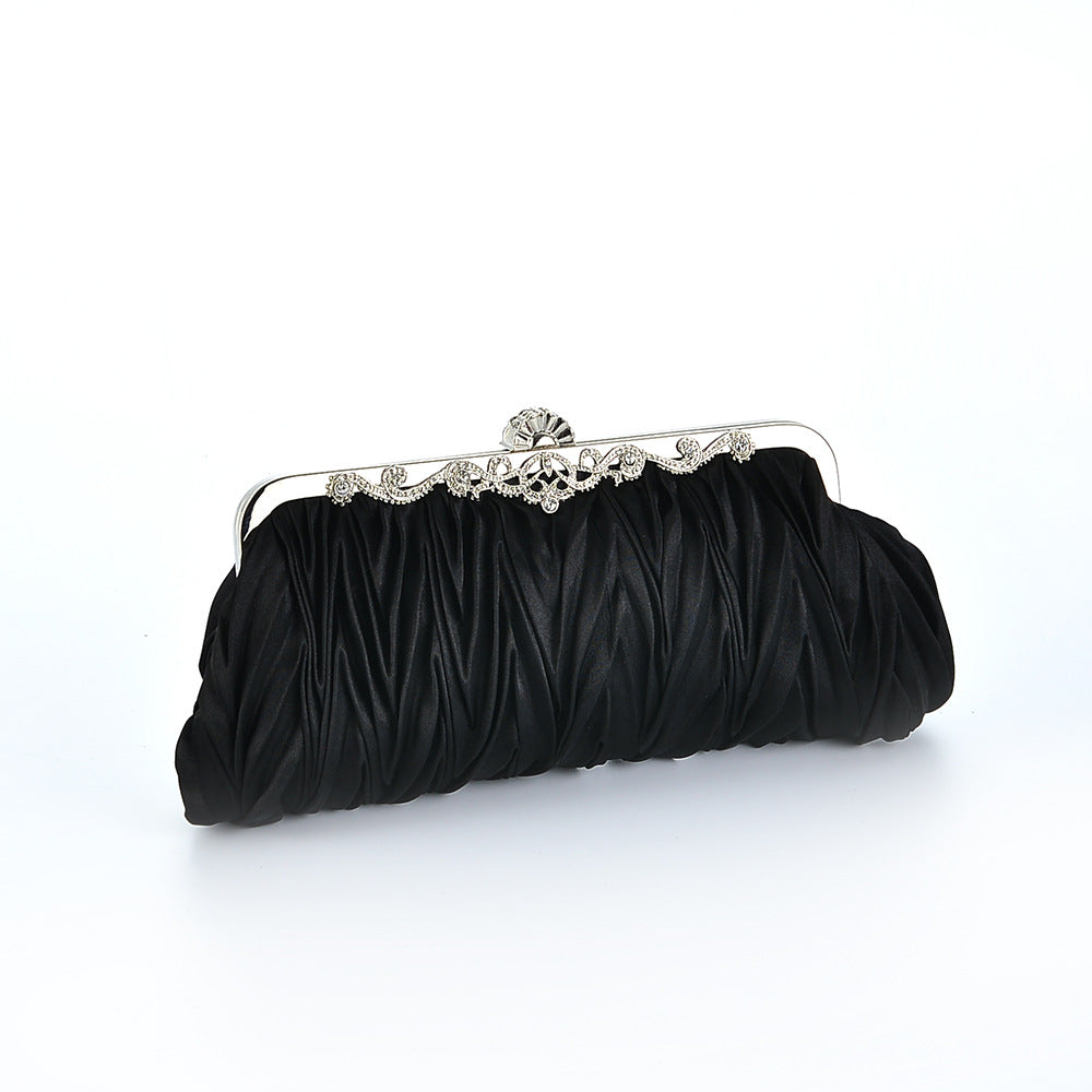 Clutch Bag Women Pleated Evening Bag with Floral Detail - 13 - Rokvane