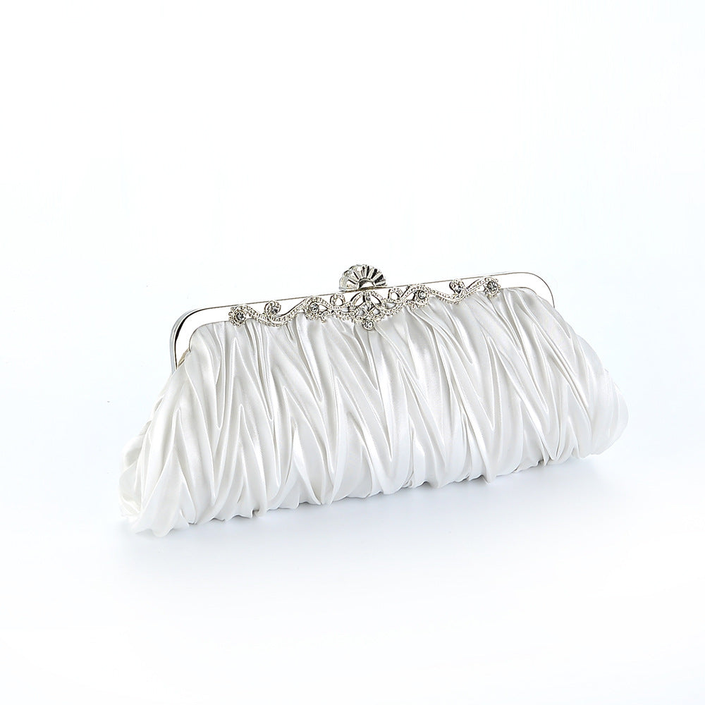 Clutch Bag Women Pleated Evening Bag with Floral Detail - 16 - Rokvane