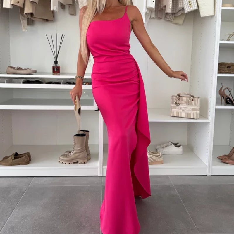One-Shoulder Maxi Dress for Women with Slit and Flattering Fit - 6 - Rokvane
