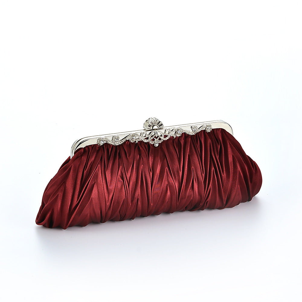 Clutch Bag Women Pleated Evening Bag with Floral Detail - 15 - Rokvane