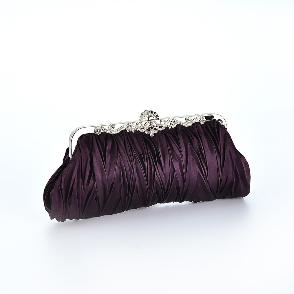 Clutch Bag Women Pleated Evening Bag with Floral Detail - 18 - Rokvane