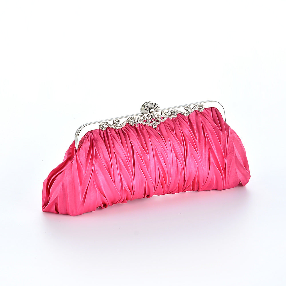 Clutch Bag Women Pleated Evening Bag with Floral Detail - 8 - Rokvane