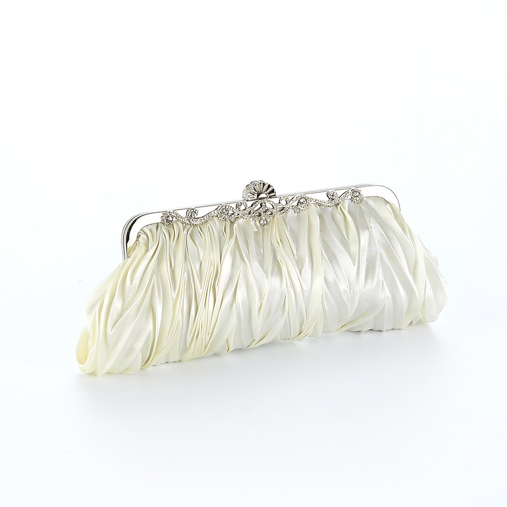 Clutch Bag Women Pleated Evening Bag with Floral Detail - 19 - Rokvane