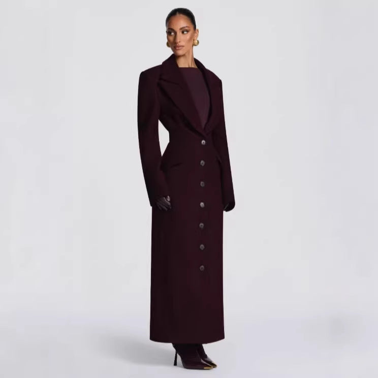 Coat Women's Tailored Longline Button Detail - 8 - Rokvane