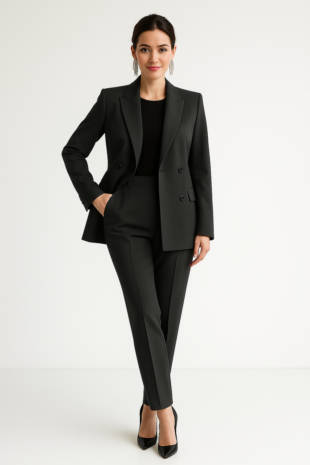 Chic Double-Breasted Tailored Blazer for Women - 2 - Rokvane