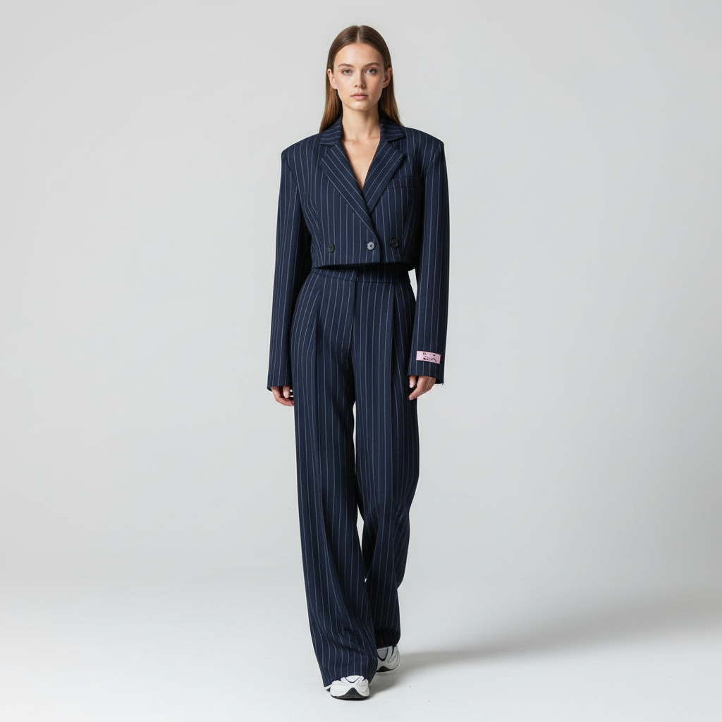 Tailored Pinstripe Suit for Women - 4 - Rokvane