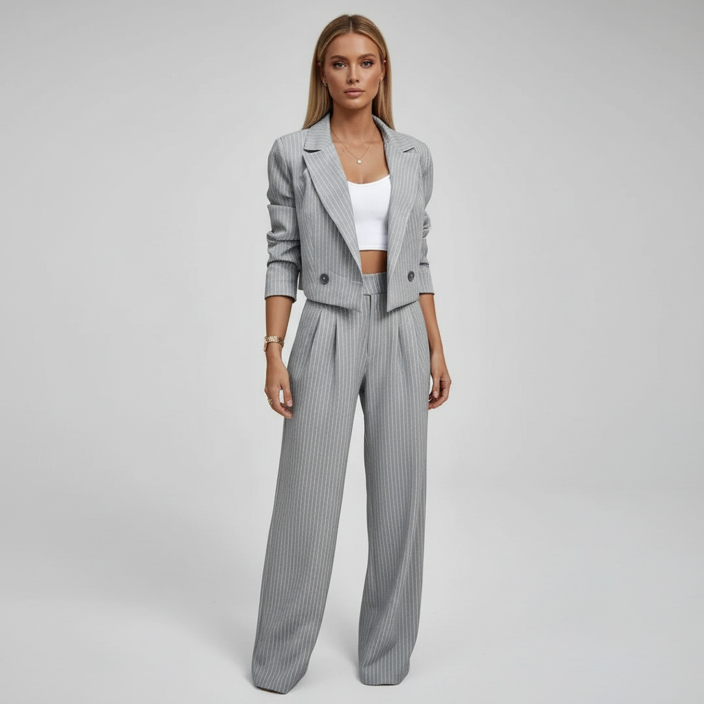Tailored Pinstripe Suit for Women - 9 - Rokvane