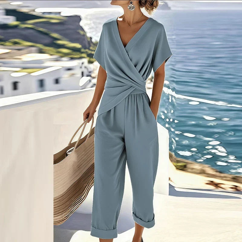 Chic Wrap-Style Jumpsuit for Women - 4 - Rokvane