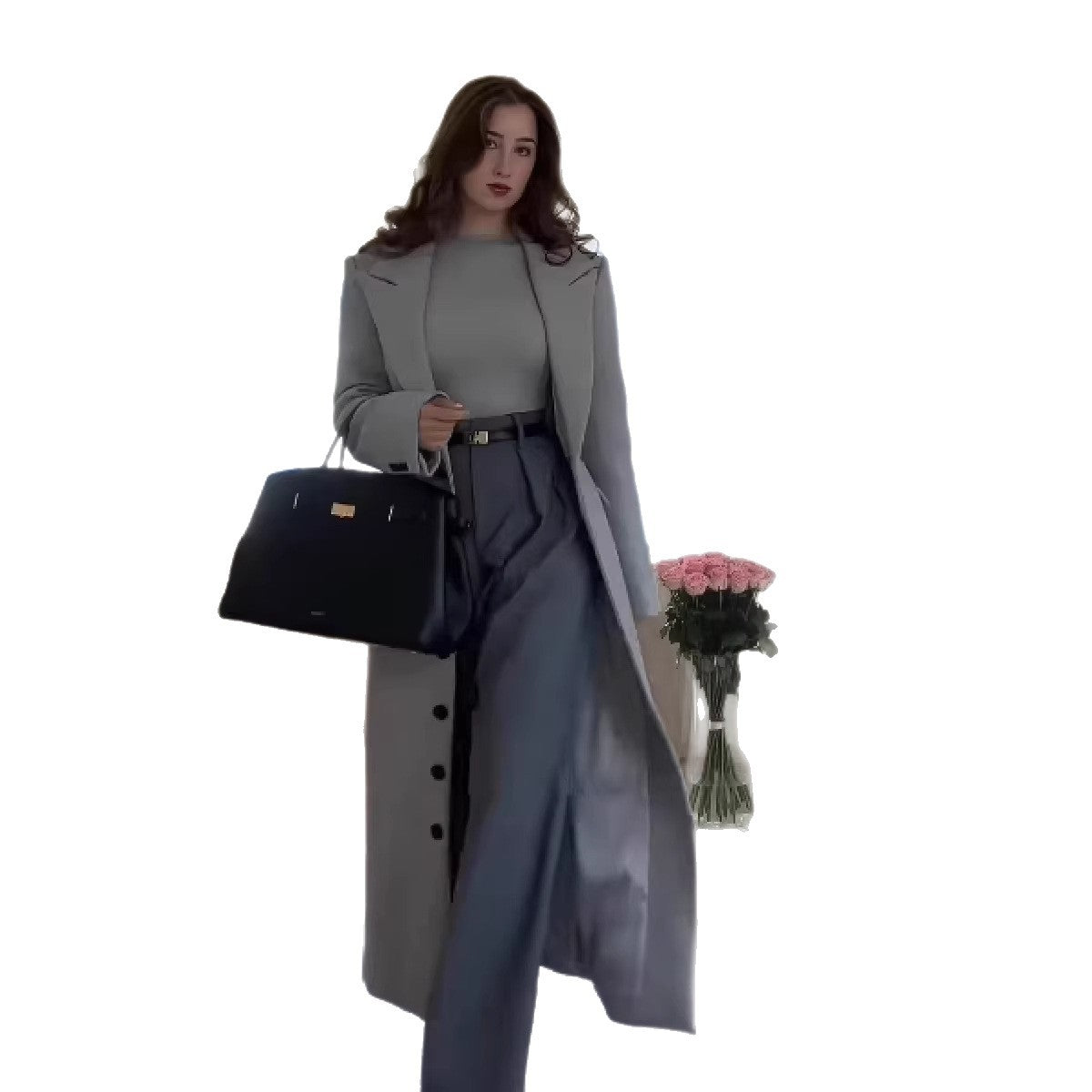 Coat Women's Tailored Longline Button Detail - 6 - Rokvane