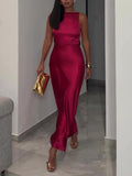 Maxi Dress Women's Fitted Backless Design with Elegant Silhouette - 2 - Rokvane