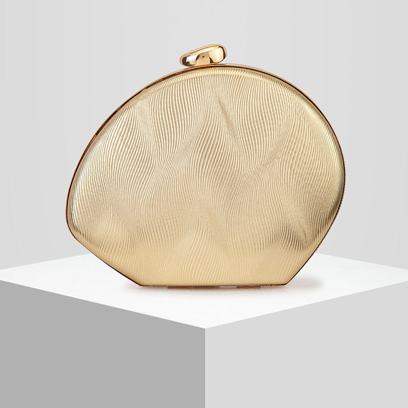 Evening Clutch Bag Women's Gold Wave Design - 1 - Rokvane