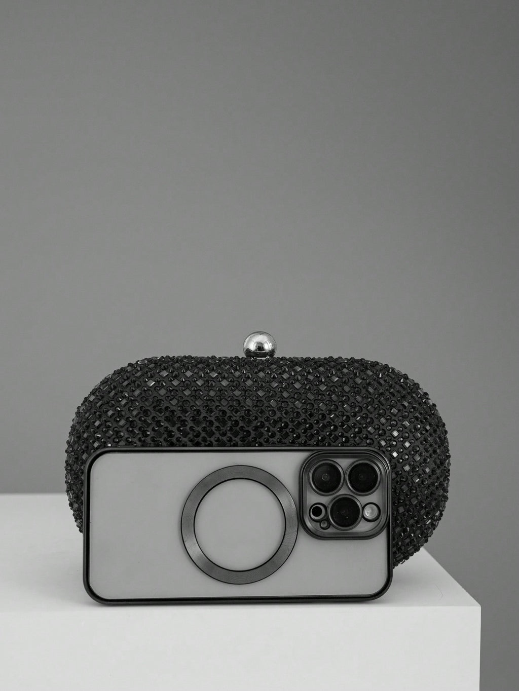 Women's Clutch Bag with Sparkling Design and Oval Shape - 7 - Rokvane