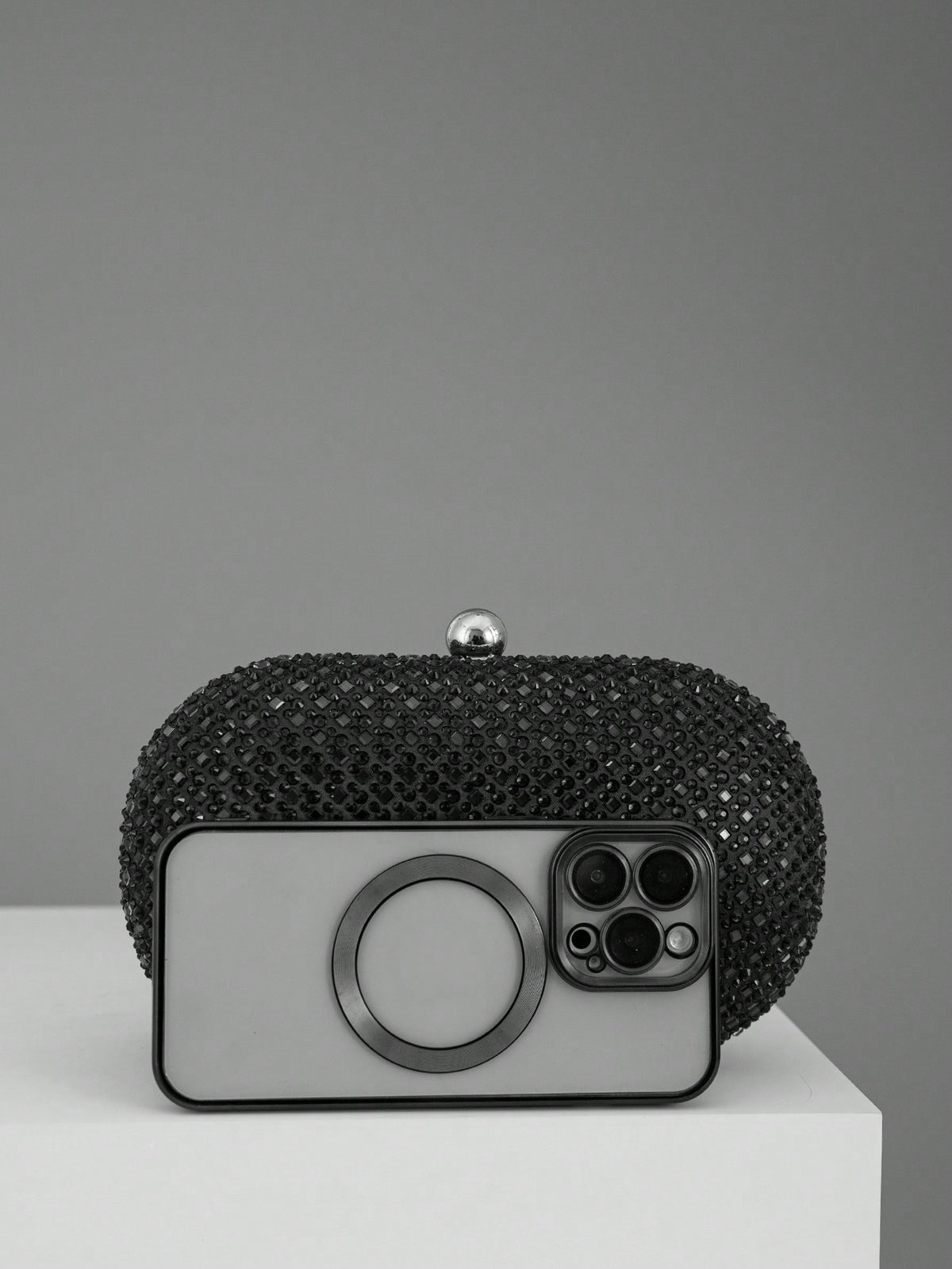 Women's Clutch Bag with Sparkling Design and Oval Shape - 7 - Rokvane