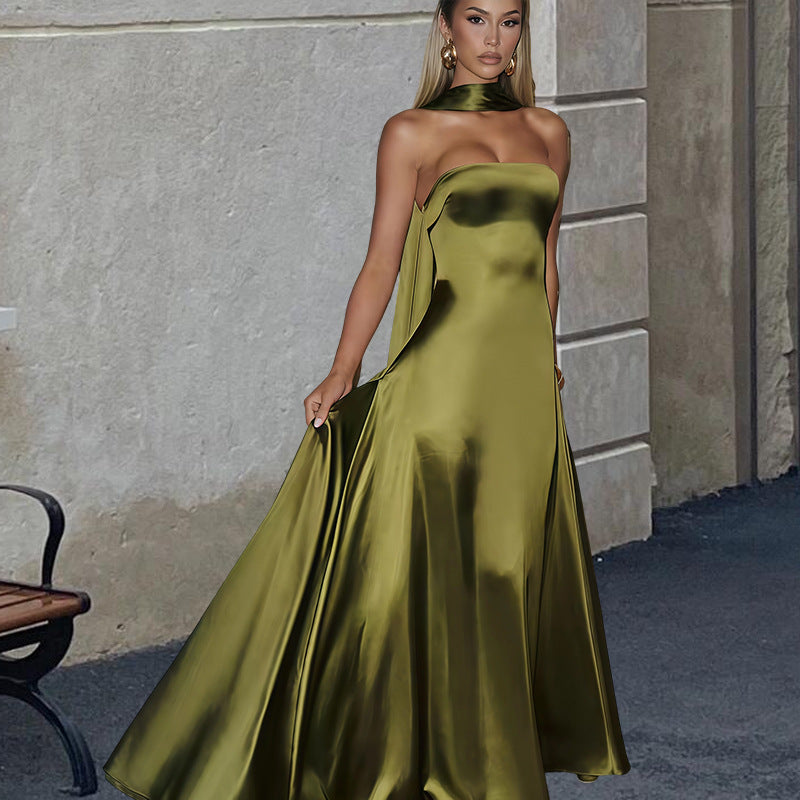 Evening Dress Women Strapless A-Line with Statement Bow - 4 - Rokvane