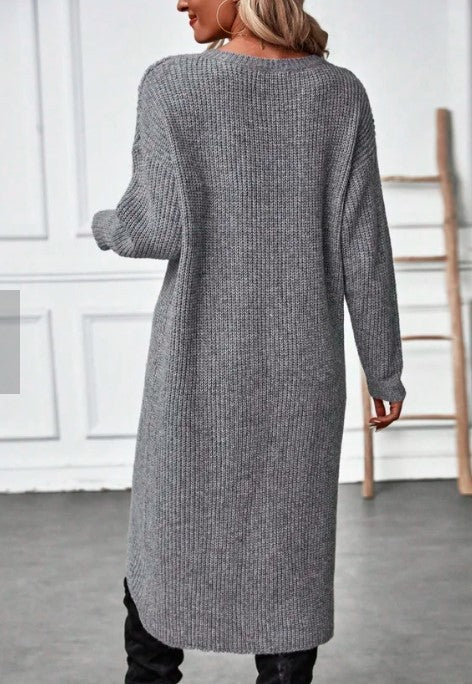 Dress Women's Long Sleeve Wrap Dress with Asymmetric Hem - 2 - Rokvane