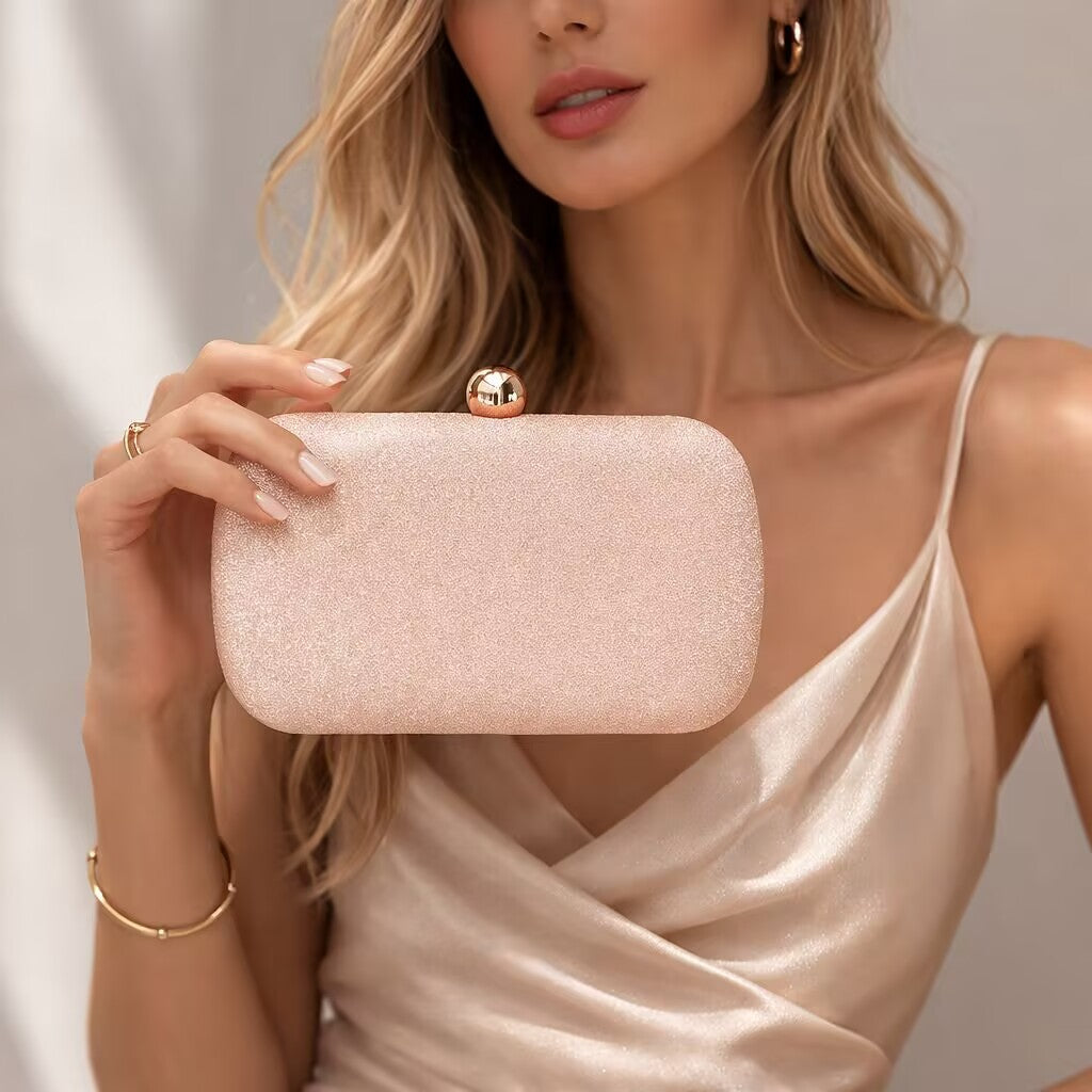 Clutch Bag Women's Pink Evening Bag with Chain Strap - 5 - Rokvane