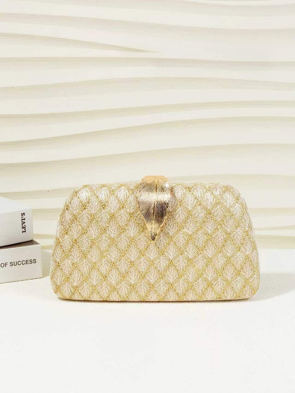Evening Clutch Bag Women's Quilted Design with Leaf Detail - 2 - Rokvane
