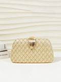 Evening Clutch Bag Women's Quilted Design with Leaf Detail - 2 - Rokvane