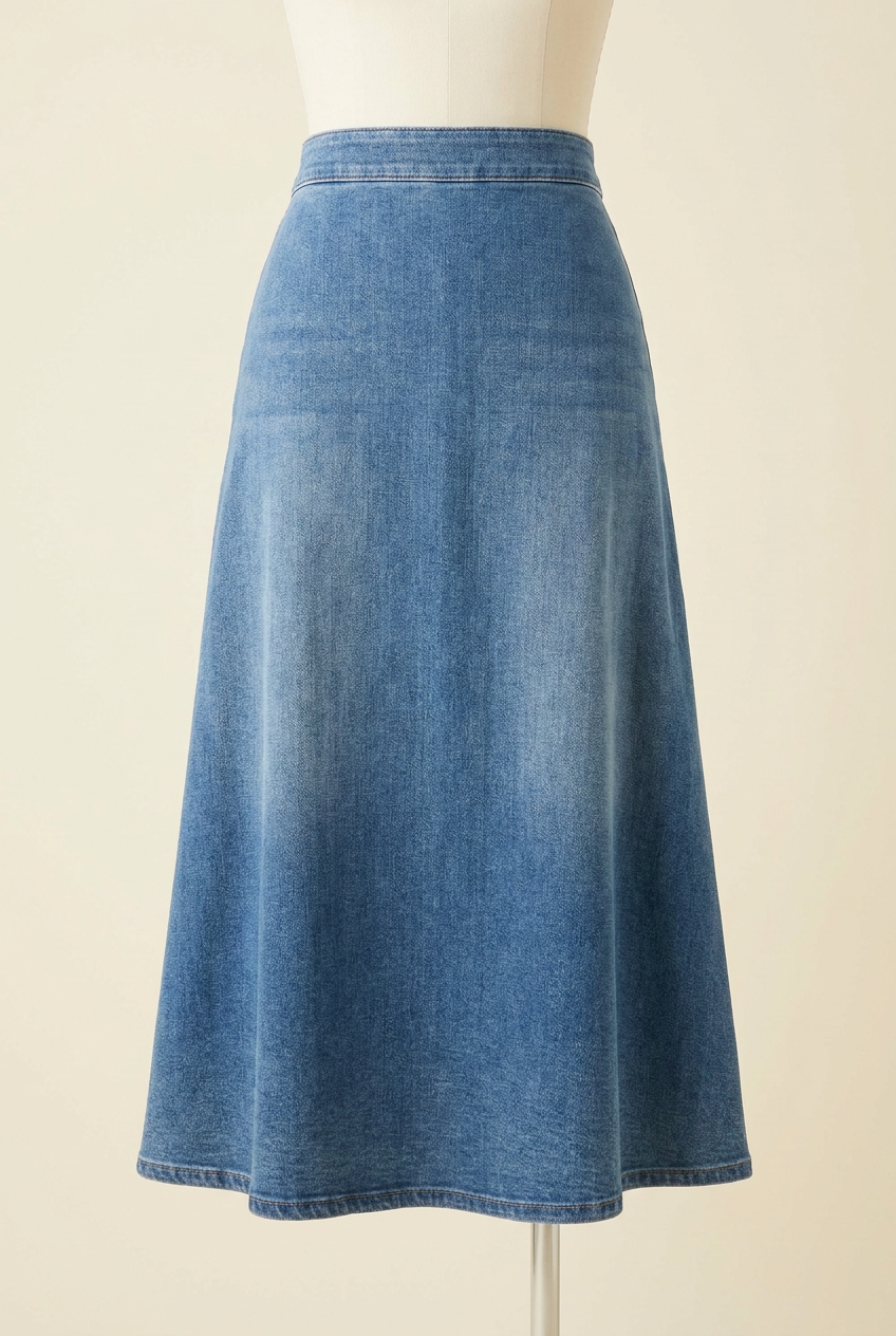 Rokvane Mabel Denim Midi Skirt