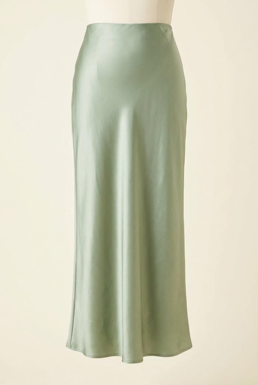 Rokvane Opal Satin Midi Skirt