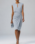 Elegant Midi Dress with Keyhole Neckline for Women - 1 - Rokvane
