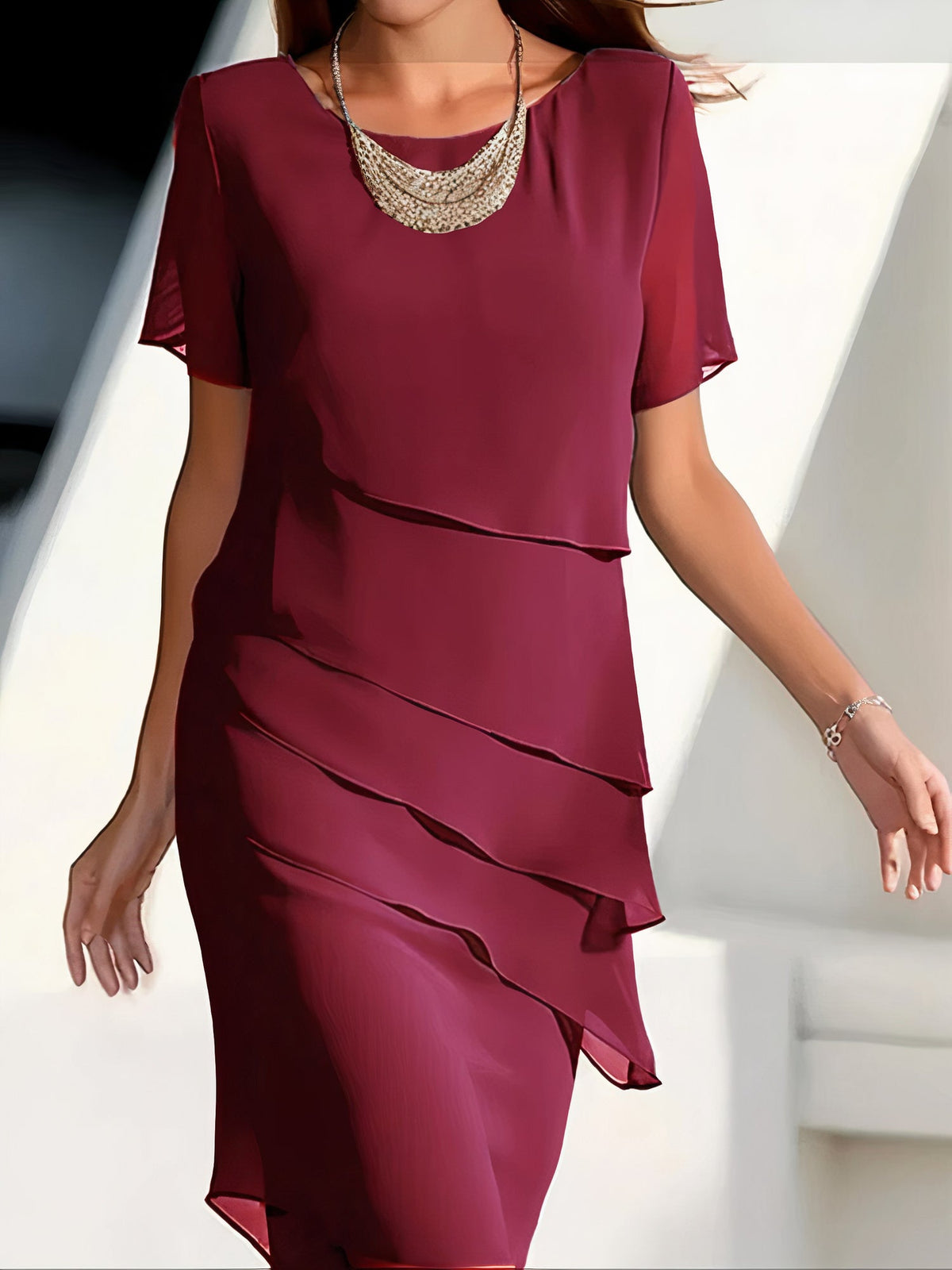 Layered Midi Dress for Women - Elegant and Flattering - 1 - Rokvane
