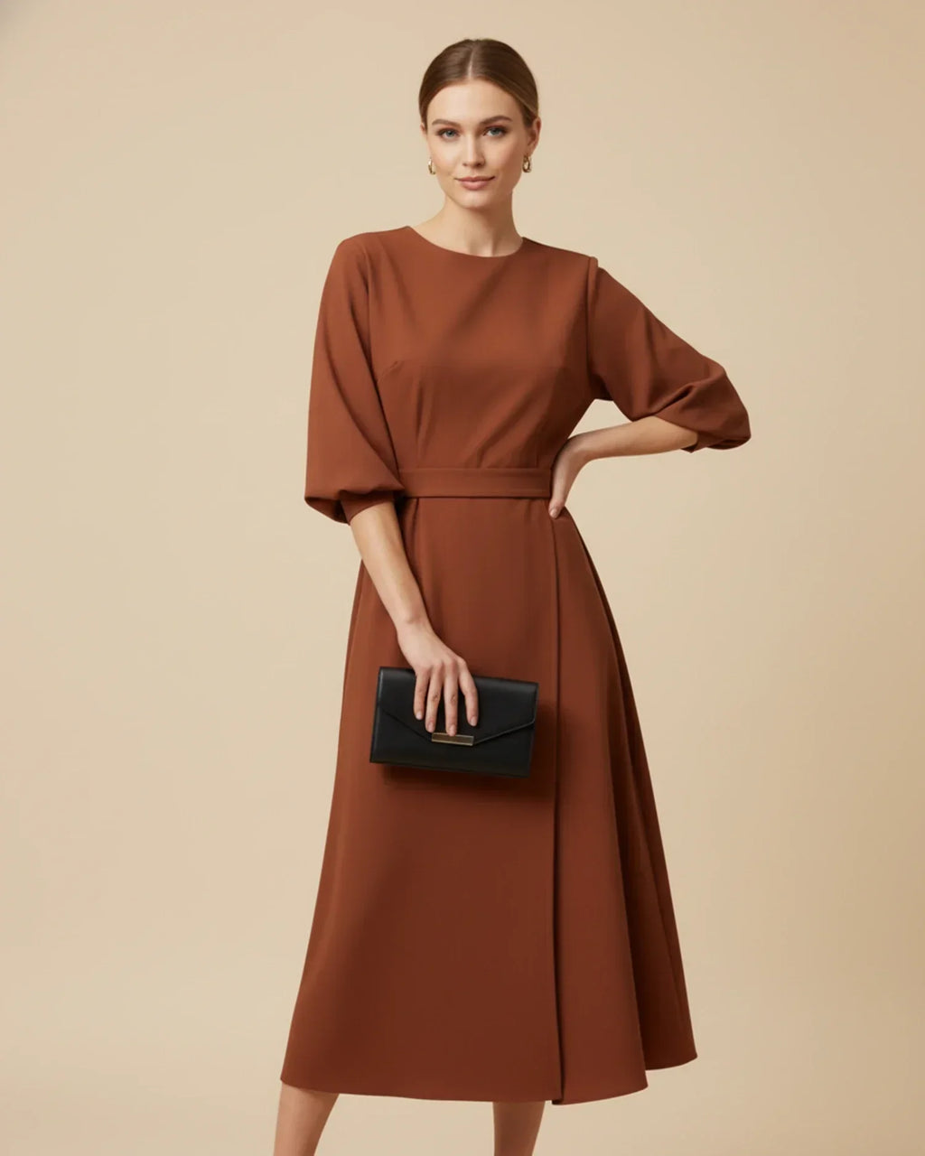 Maxi Dress Women in Soft Draping with Elegant Batwing Sleeves - 17 - Rokvane